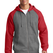 Raglan Colorblock Full Zip Hooded Fleece Jacket